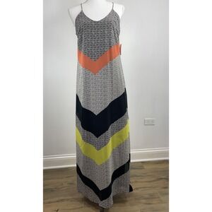 OLD NAVY black/yellow/orange chevron lined maxi spaghetti Straps Small